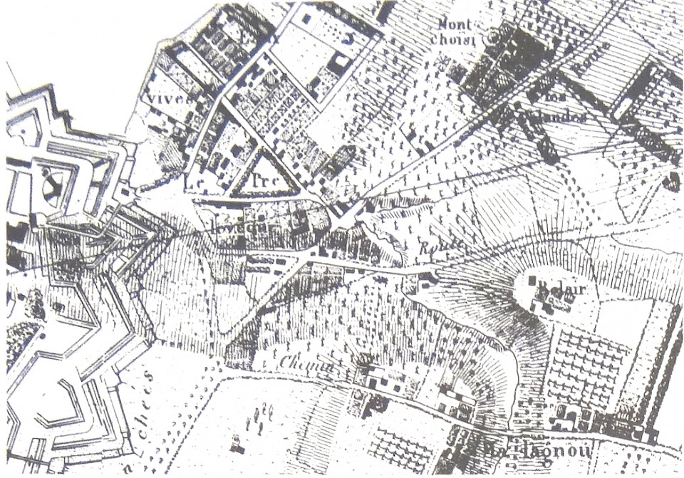 Détail de la carte de la ville de Genève. P. Mayer, 1822. Prov. SITG