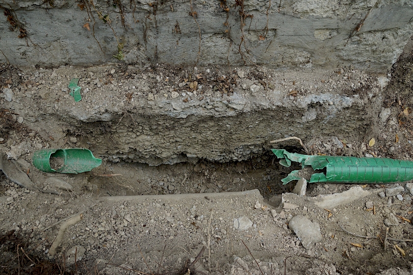 Fondations de la Chapelle en béton maigre.