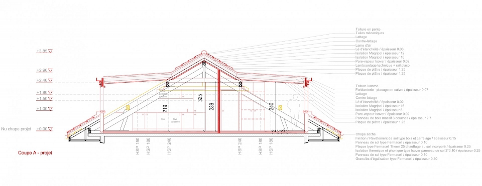 Coupe sur combles, projet